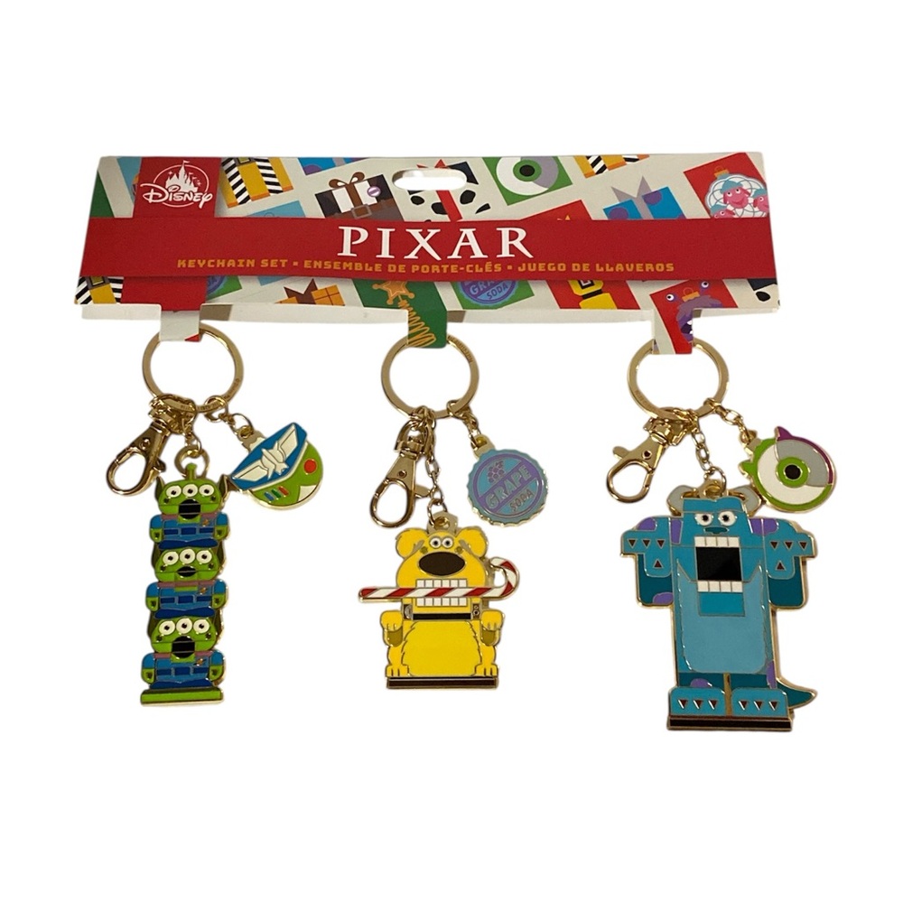 Disney Pixar Christmas Keychain Set Sulley Monsters Inc Dug Up Toy Story Aliens